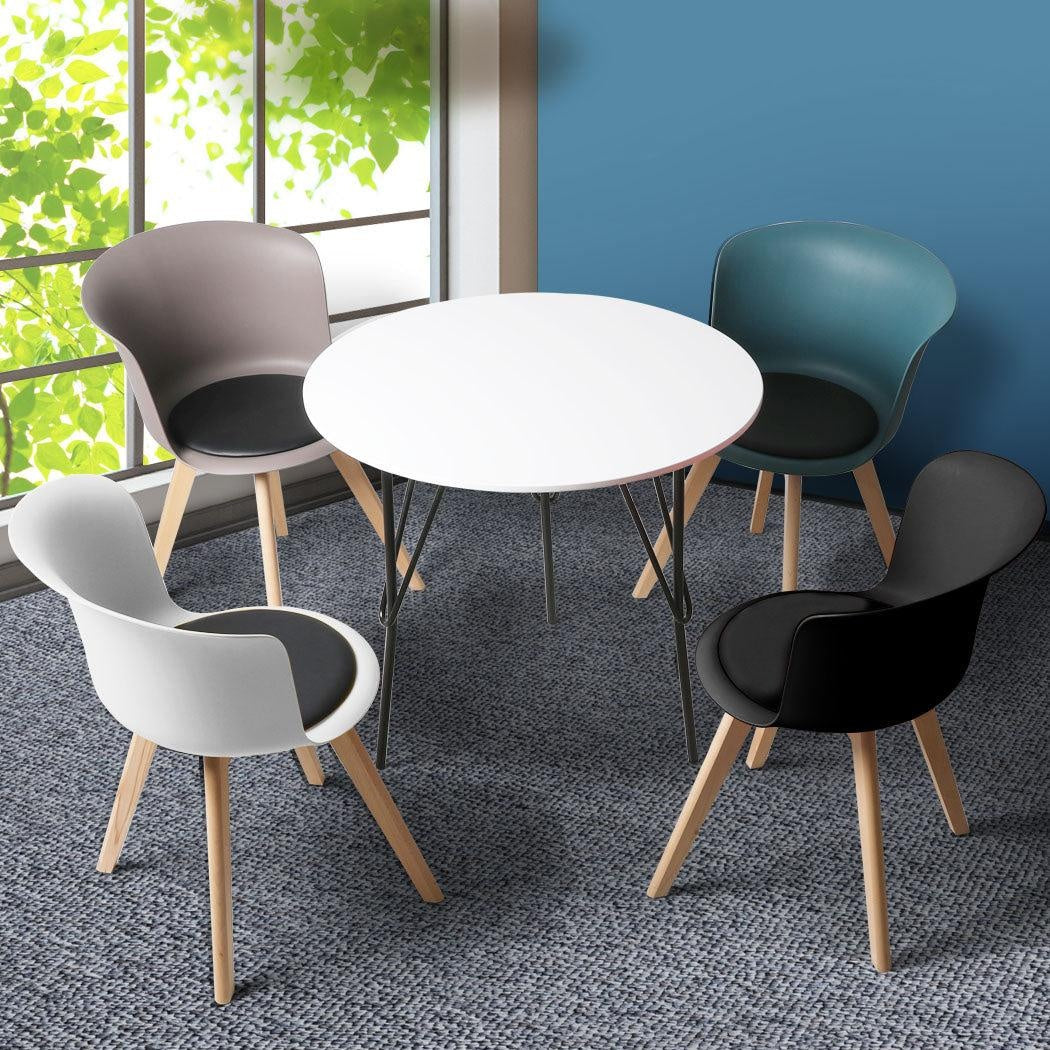 Office Meeting Table Chair Set 4 PU Leather Seat Dining Tables Chair Round Desk Type 1 Deals499