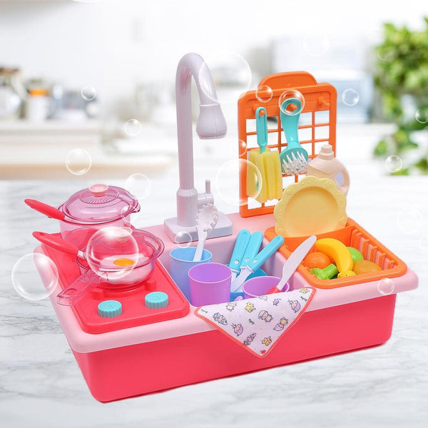 35x Kids Kitchen Play Set Dishwasher Sink Dishes Toys Cookware Pretend Play Pink Deals499