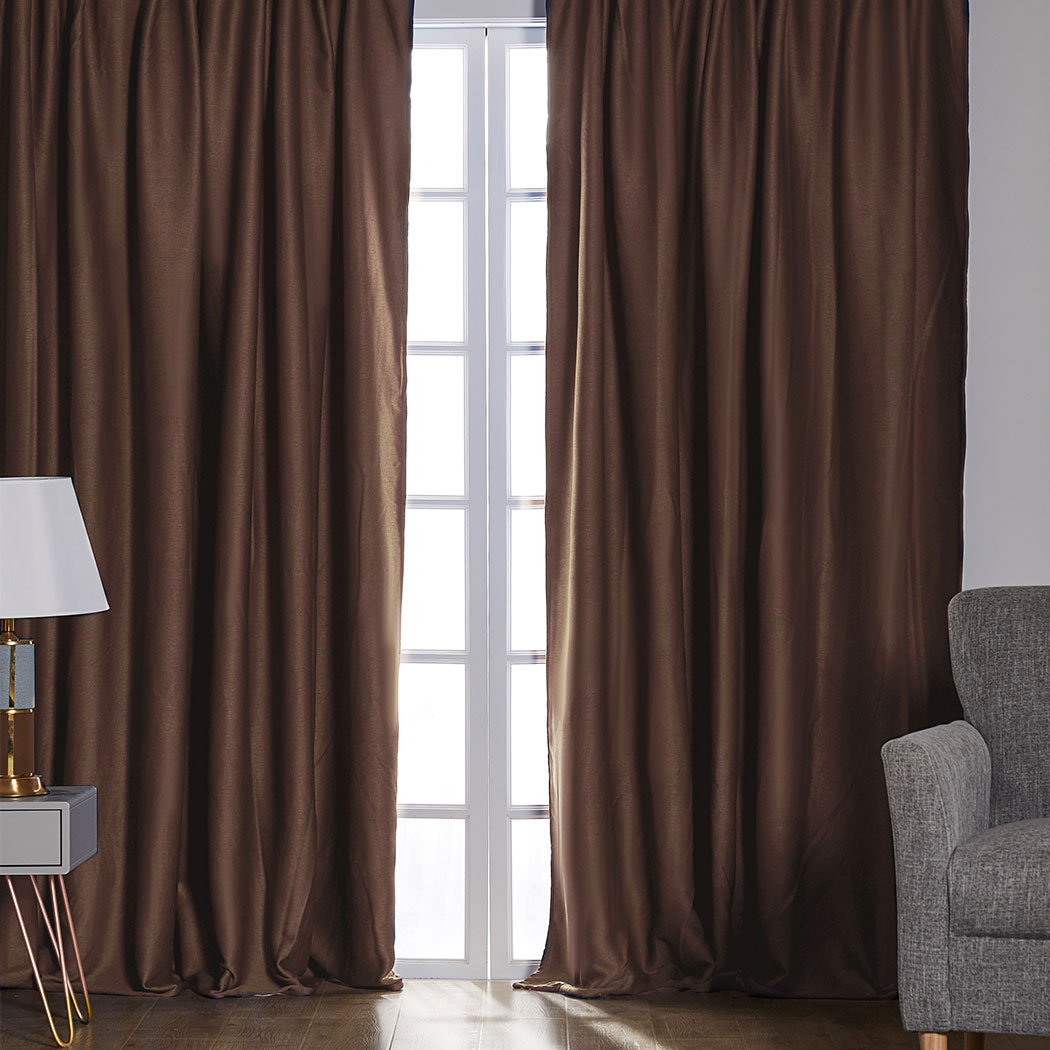 2X Blockout Curtains Curtain Blackout Bedroom 132cm x 213cm Stone Deals499