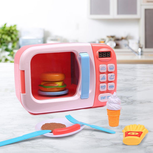 32x Kids Kitchen Play Set Electric Microwave Oven Pretend Play Toys Cooking Pink Deals499