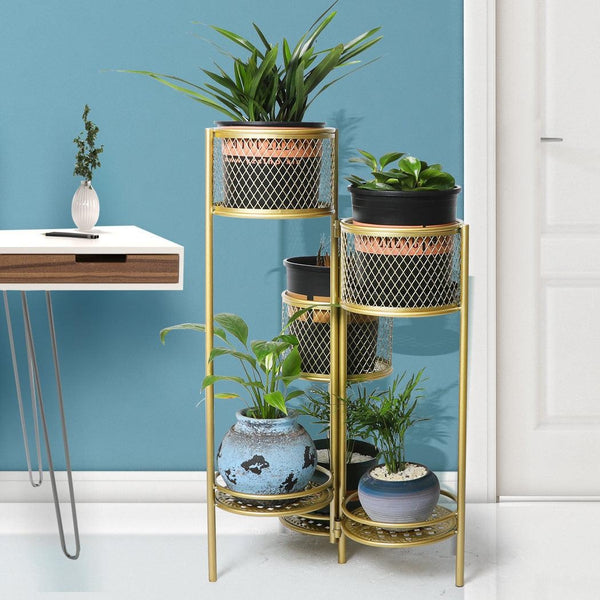 6 Tier Plant Stand Swivel Outdoor Indoor Metal Stands Flower Shelf Gold Garden Deals499