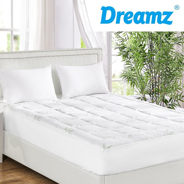 Dreamz Bamboo Pillowtop Mattress Topper Protector Waterproof Cool Cover Queen Deals499