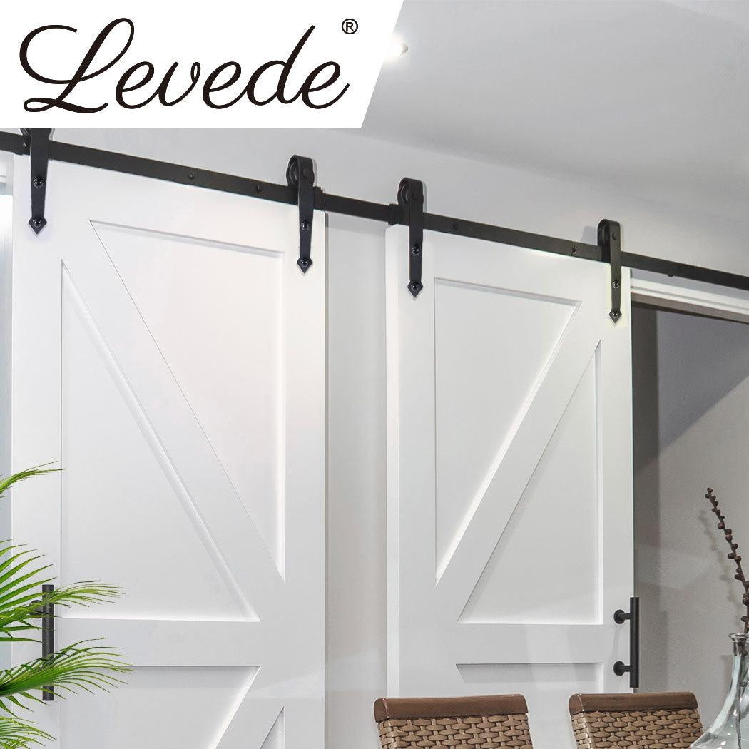 Levede Sliding Barn Door Hardware Track Set 2.44M Antique Classic Roller Kit Deals499