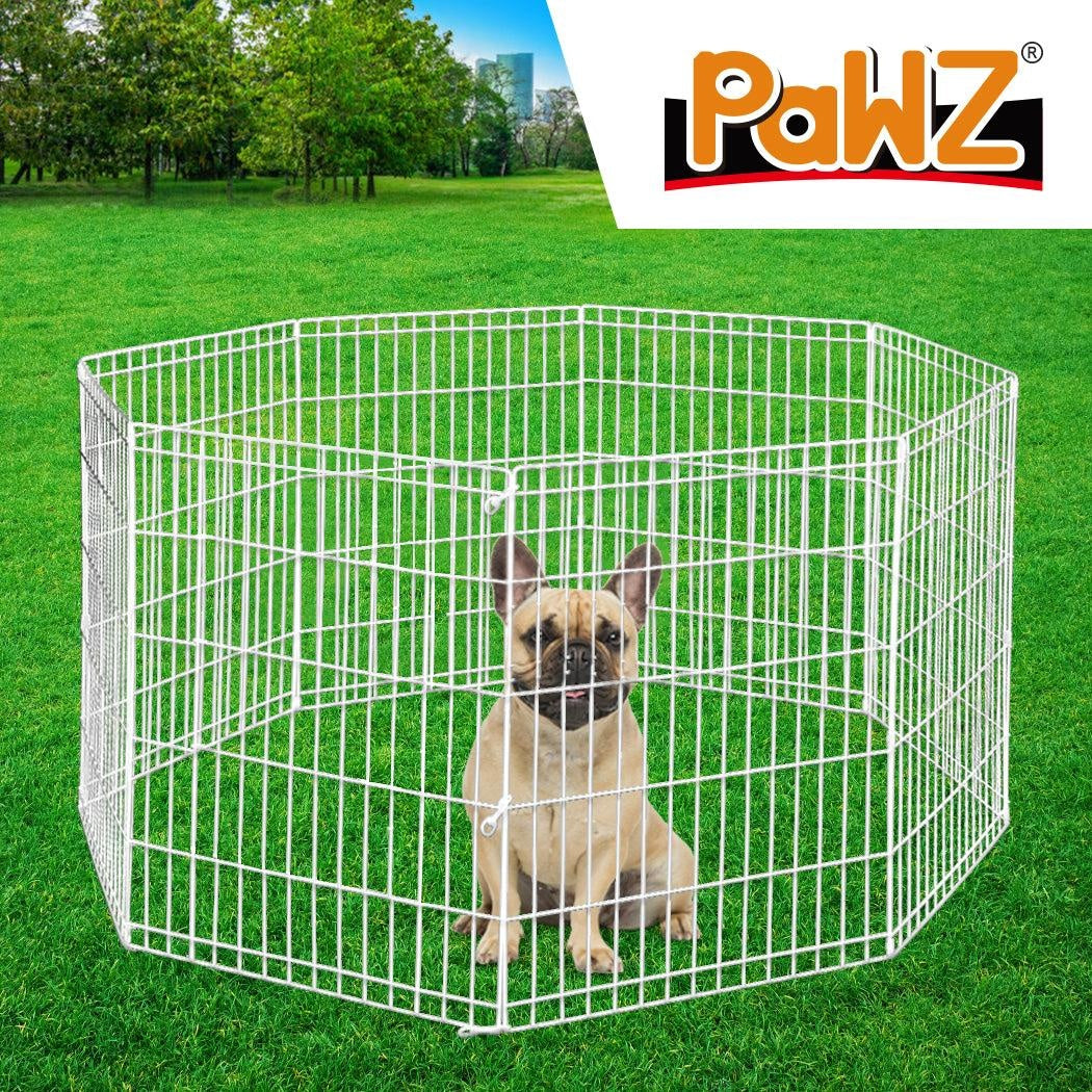 PaWz Pet Dog Playpen Puppy Exercise 8 Panel Fence Silver Extension No Door 36