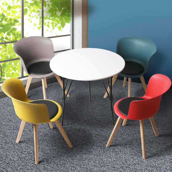 Office Meeting Table Chair Set 4 PU Leather Seat Dining Tables Chair Round Desk Type 3 Deals499