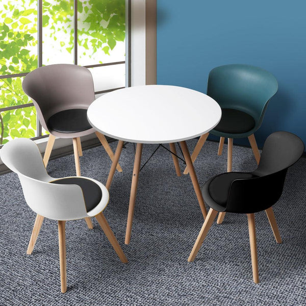 Office Meeting Table Chair Set 4 PU Leather Seat Dining Tables Chair Round Desk Type 4 Deals499