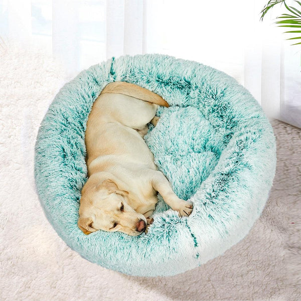 Pet Bed Cat Dog Donut Nest Calming Mat Soft Plush Kennel Teal L Deals499