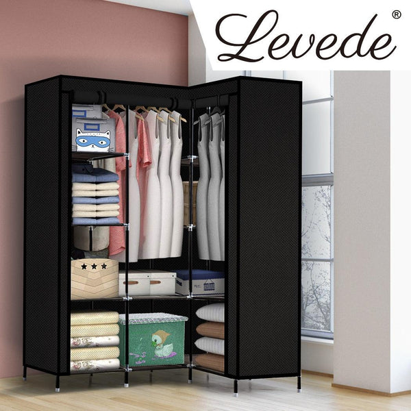 Levede Portable Clothes Closet Wardrobe Space Saver Storage Cabinet Black Deals499