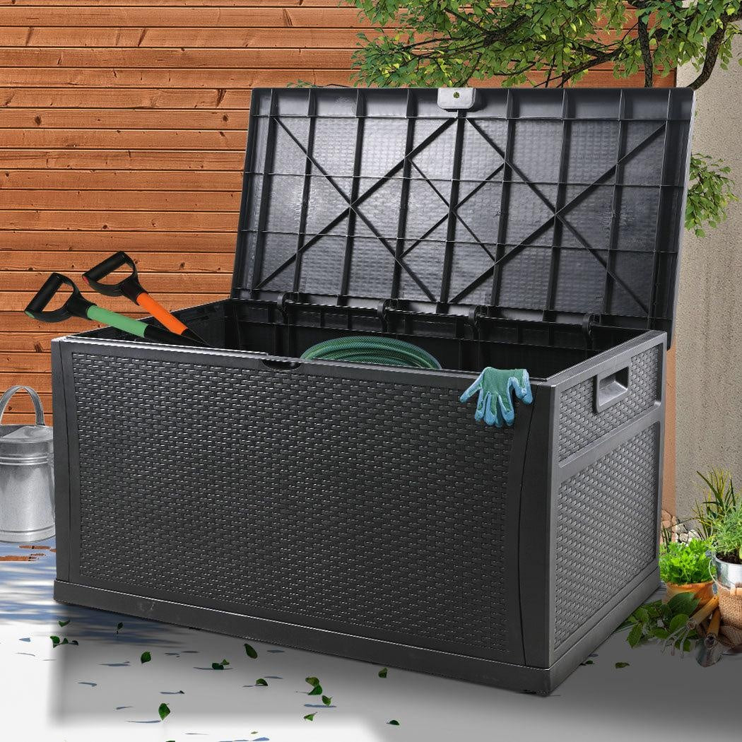 460L Outdoor Storage Box Garden Lockable Toys Tools Wicker Weatherproof Indoor Deals499