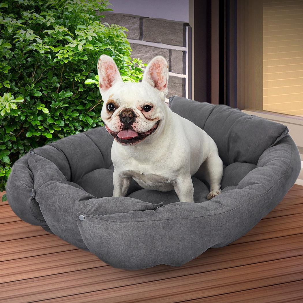 PaWz Pet Bed 2 Way Use Dog Cat Soft Warm Calming Mat Sleeping Kennel Sofa Grey M Deals499