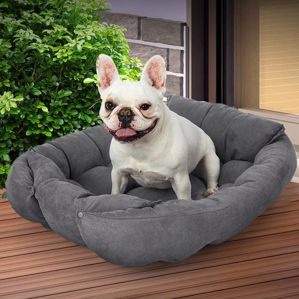 PaWz Pet Bed 2 Way Use Dog Cat Soft Warm Calming Mat Sleeping Kennel Sofa Grey M Deals499