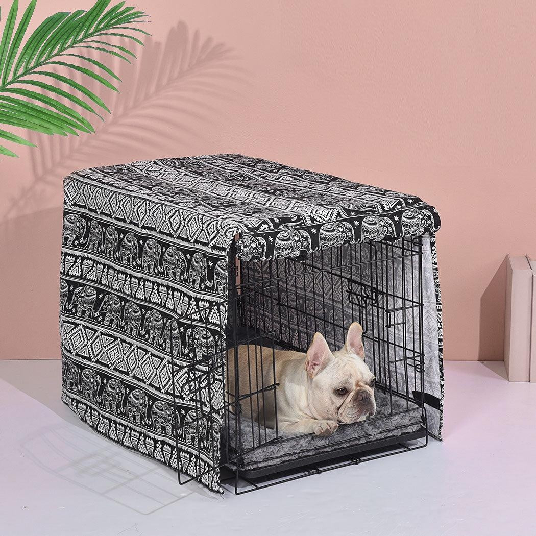 PaWz Pet Dog Cage Crate Metal Carrier Portable Kennel With Bed Cover 48