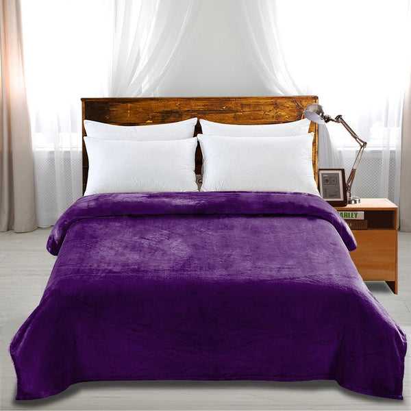 DreamZ 320GSM 220x160cm Ultra Soft Mink Blanket Warm Throw in Aubergine Colour Deals499