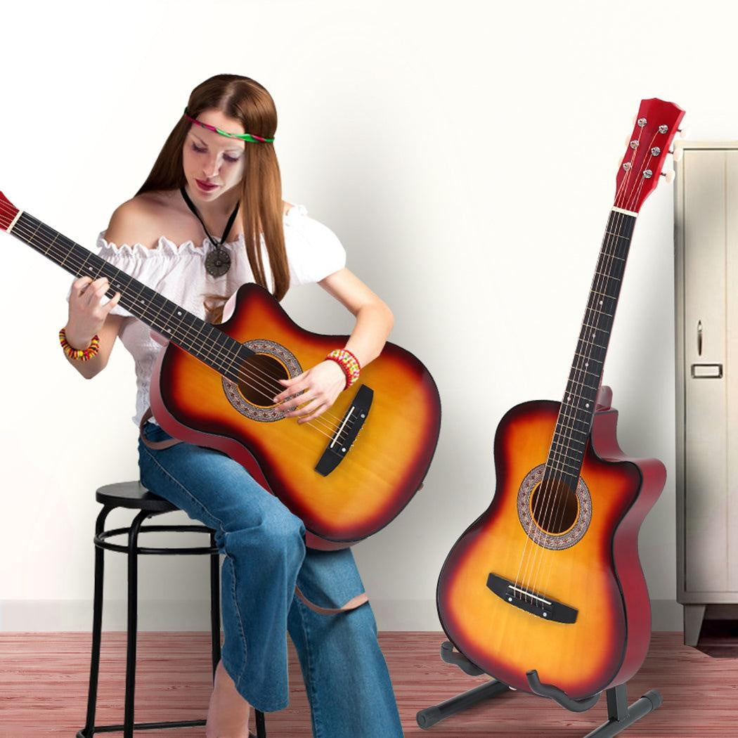 BoPeep 38 Inch Wooden Folk Acoustic Guitar Classical Cutaway Steel String w/ Bag Deals499