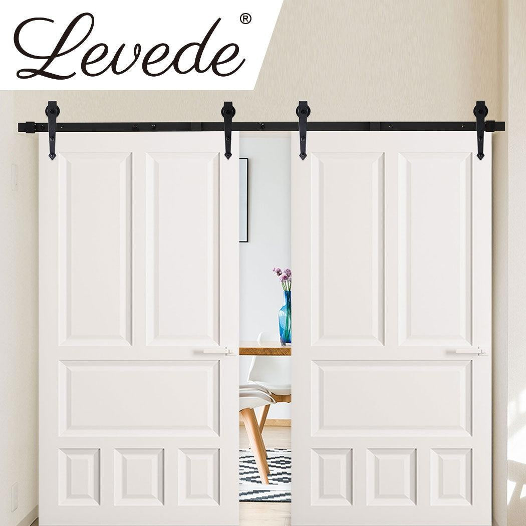 Levede Sliding Barn Door Hardware Track Set 2.44M Antique Classic Roller Kit Deals499