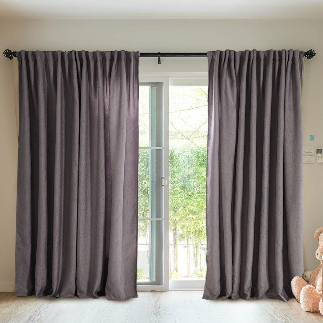 2X Blockout Curtains Curtain Living Room Window Grey 132CM x 213CM Deals499