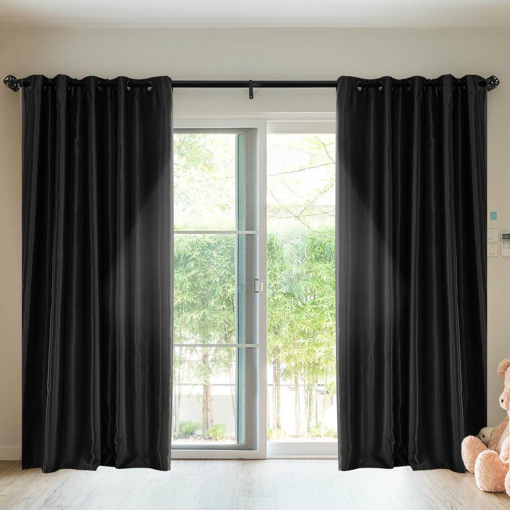 2X Blockout Curtains Blackout Curtain Bedroom Window Eyelet Black 140CM x 230CM Deals499