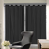 2x Blockout Curtains Panels 3 Layers with Gauze Room Darkening 180x213cm Black Deals499