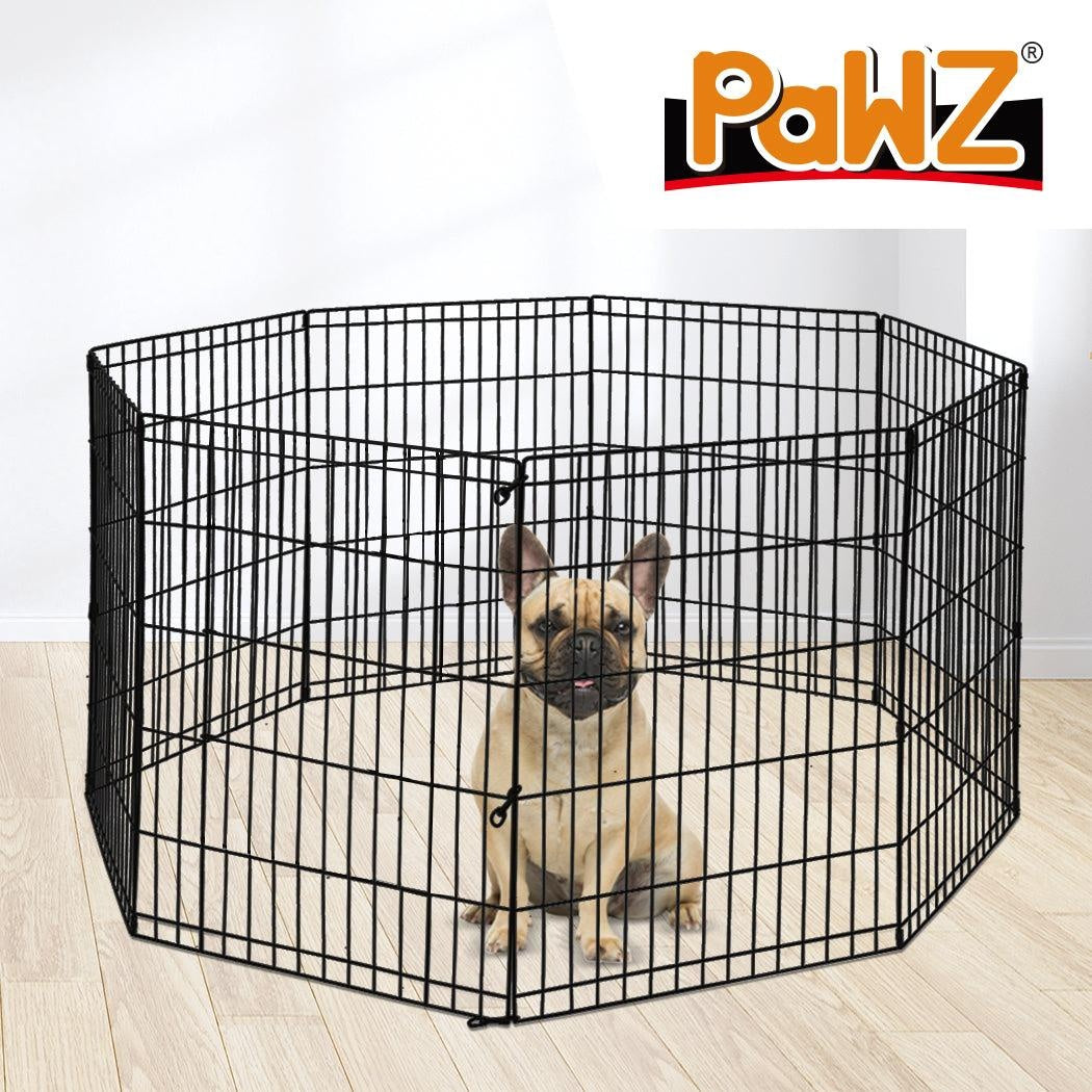 PaWz Pet Dog Playpen Puppy Exercise 8 Panel Fence Black Extension No Door 36