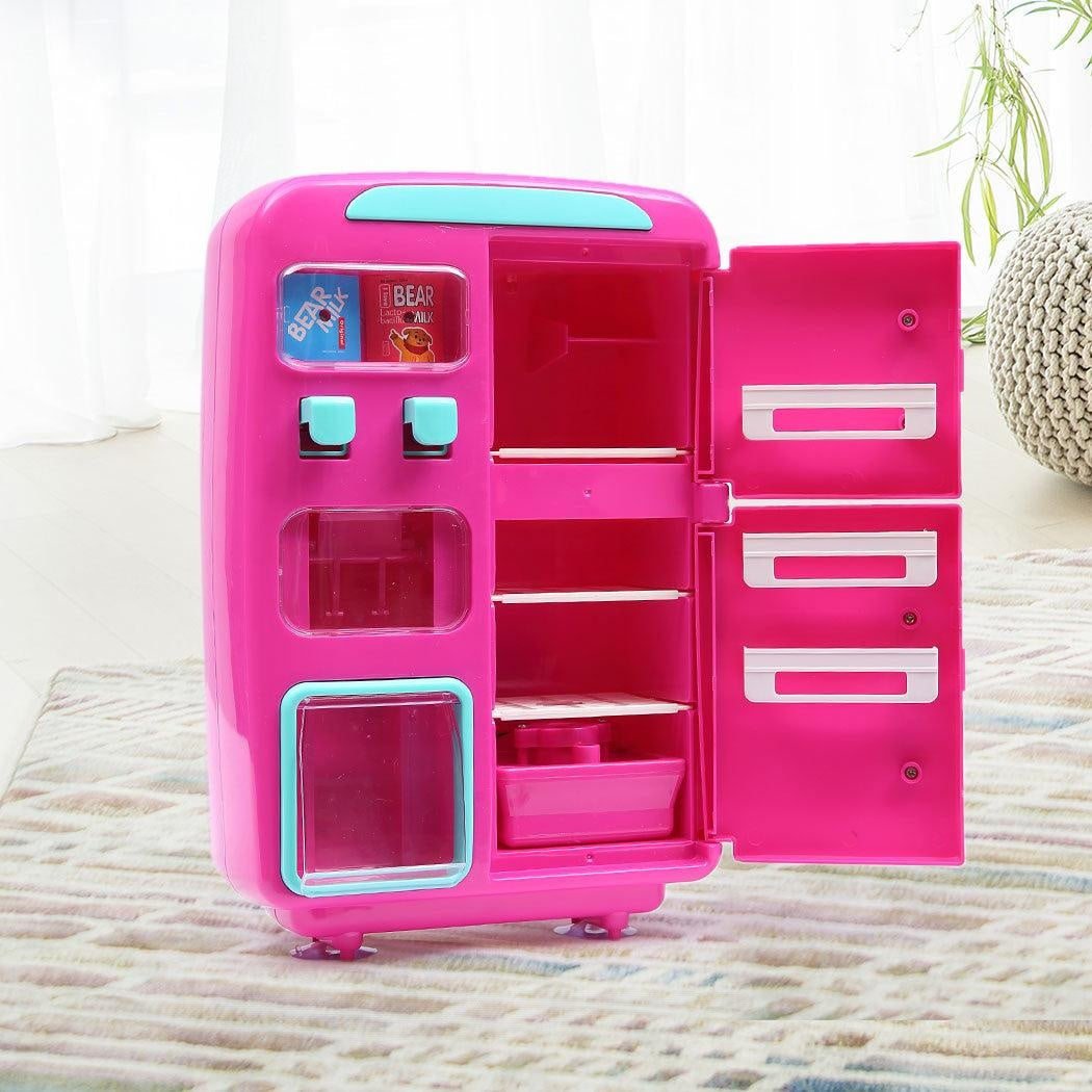 Kids Play Set 2 IN 1 Refrigerator Vending Machine Kitchen Pretend Play Toys Pink Deals499