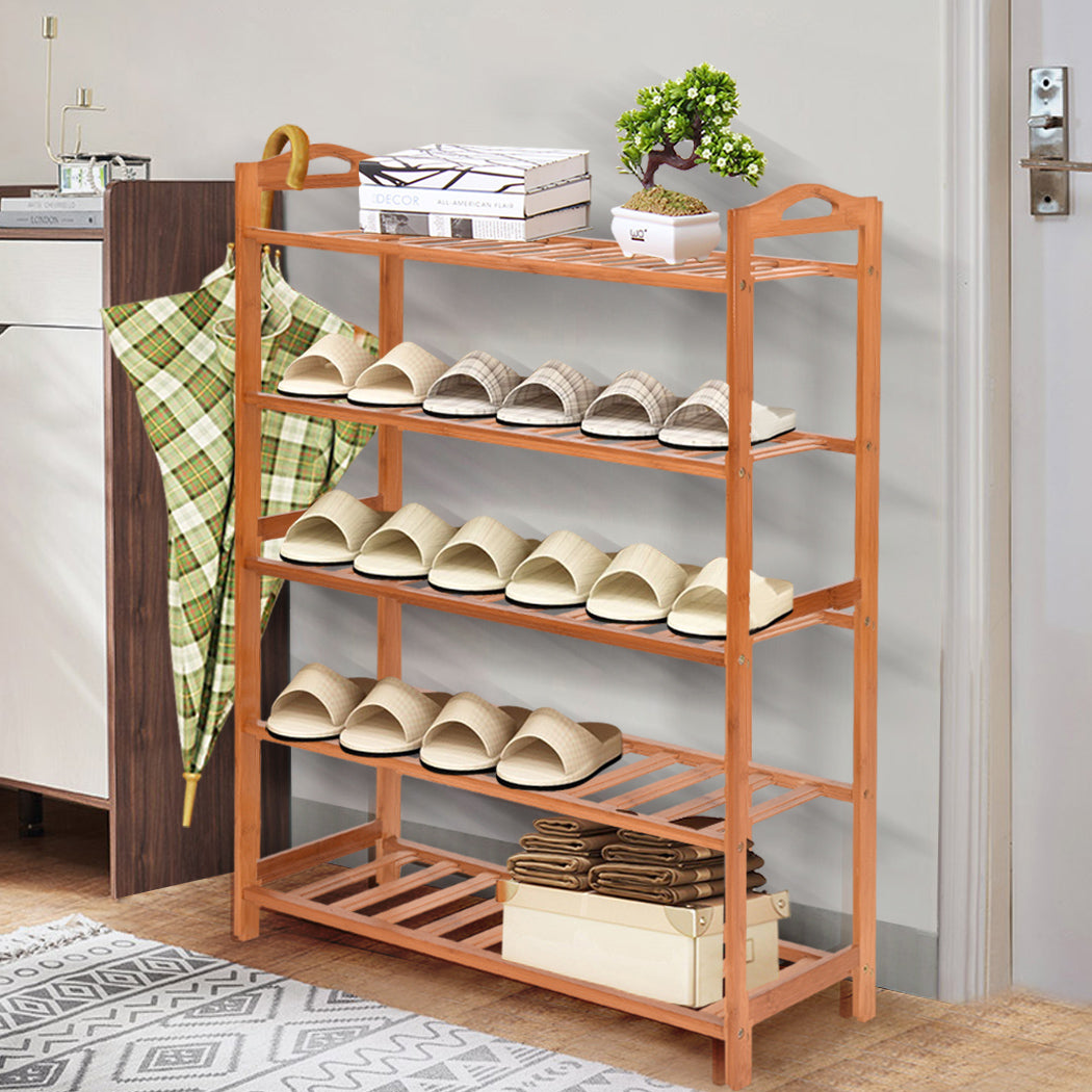 2x Levede 5 Tier Bamboo Shoe Rack Shoes Organizer Storage Shelves Stand Shelf Deals499