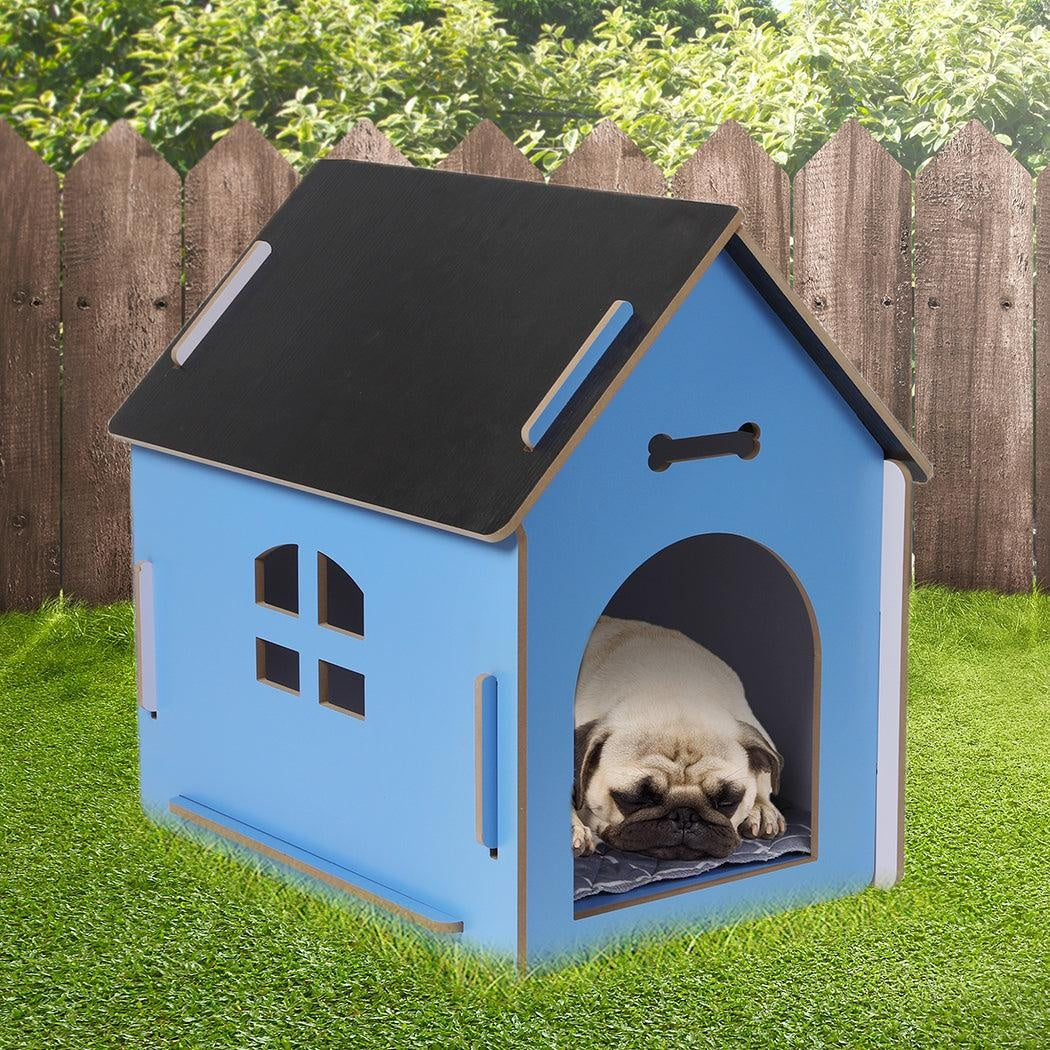 Wooden Dog House Pet Kennel Timber Indoor Cabin Extra Large Blue XL Deals499