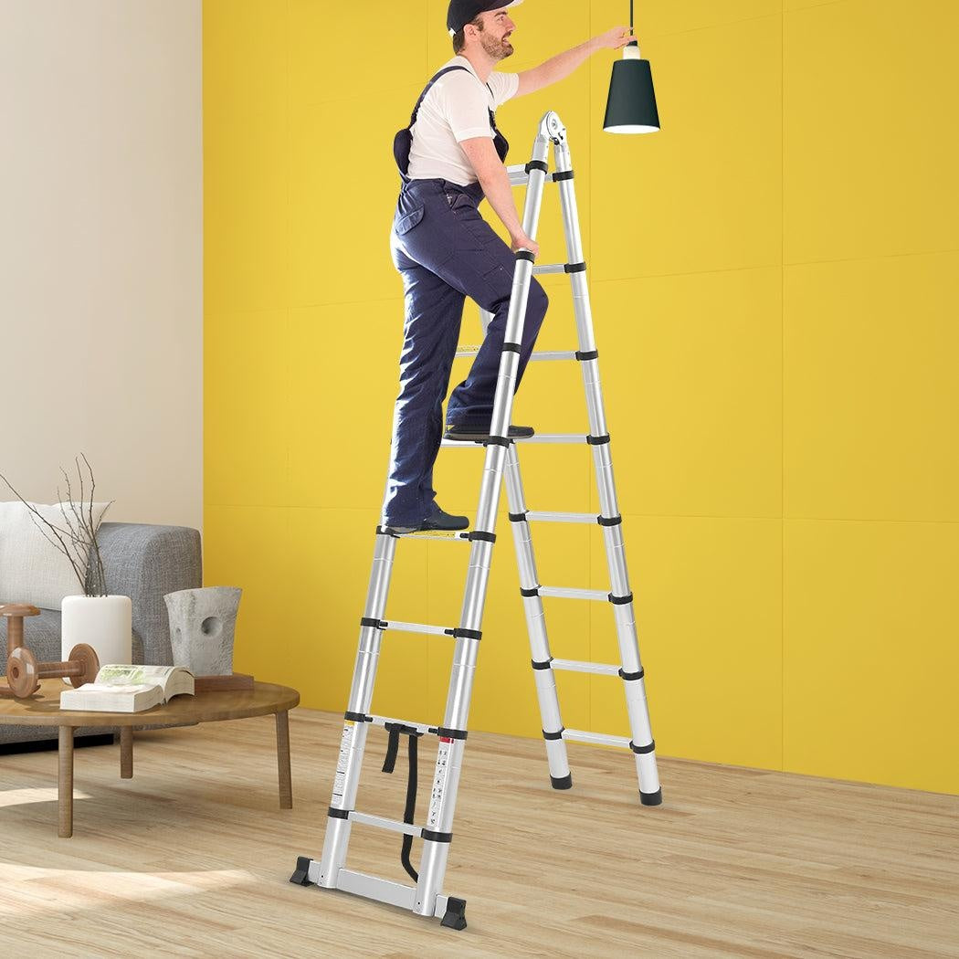 3.8M Telescopic Aluminium Multipurpose Ladder Extension Alloy Extendable Step Deals499