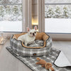 PaWz Pet Bed Set Dog Cat Quilted Blanket Squeaky Toy Calming Warm Soft Nest Checkered XL Deals499