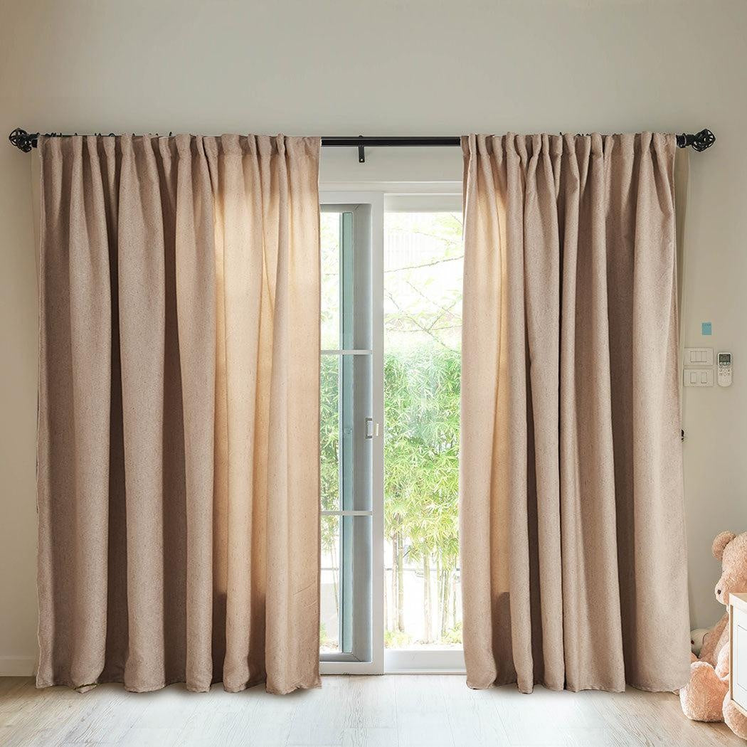 2X Blockout Curtains Curtain Living Room Window Buff 240CM x 230CM Deals499