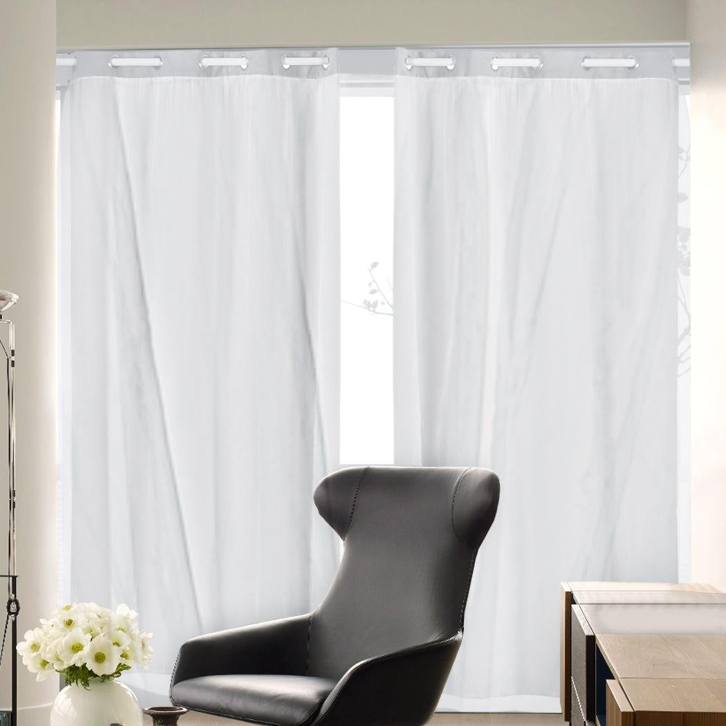 2x Blockout Curtains Panels 3 Layers with Gauze Room Darkening 140x230cm Grey Deals499