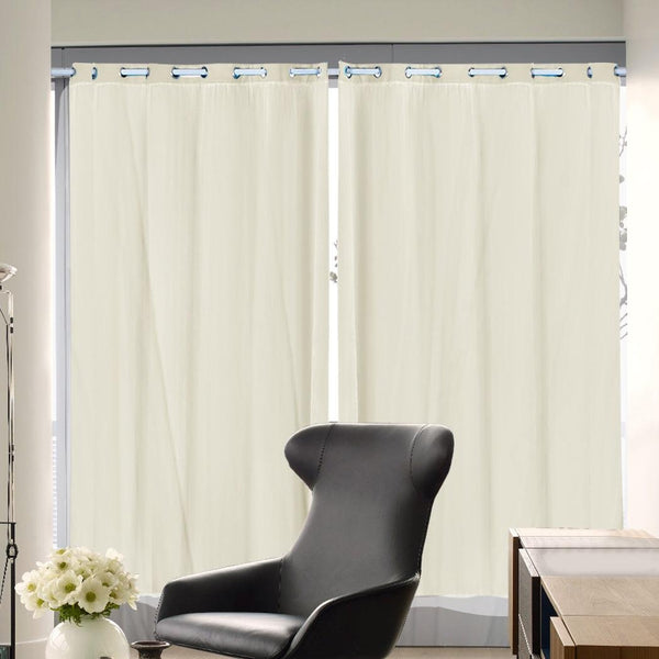 2x Blockout Curtains Panels 3 Layers with Gauze Room Darkening 180x230cm Sand Deals499