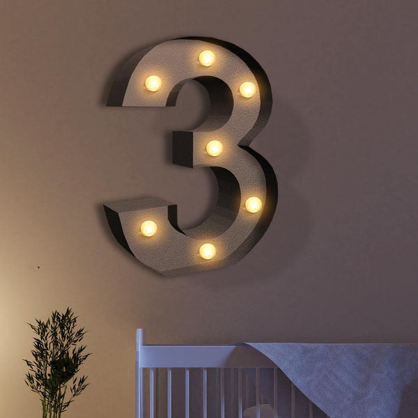 LED Metal Number Lights Free Standing Hanging Marquee Event Party D?cor Number 3 Deals499