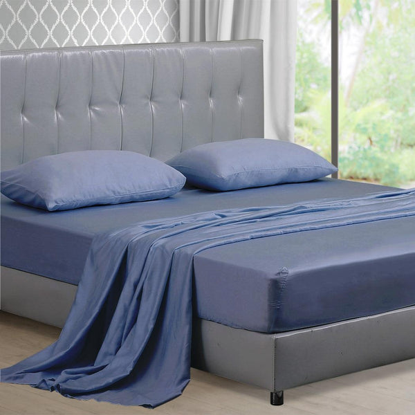 DreamZ 4 Pcs Natural Bamboo Cotton Bed Sheet Set in Size King Bluish Grey Deals499