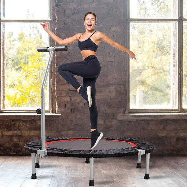 40" Fitness Trampoline Foldable Mini Rebounder Handrail Cardio Exercise Trainer Deals499