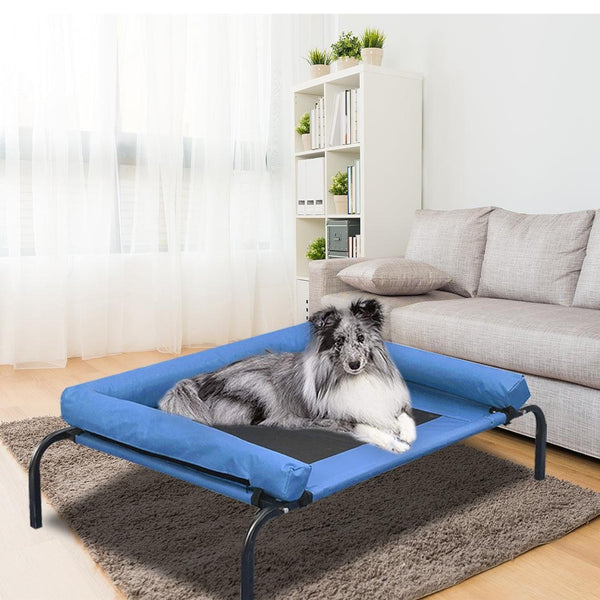 PaWz Pet Bed Heavy Duty Frame Hammock Bolster Trampoline Dog Puppy Mesh L Blue Deals499