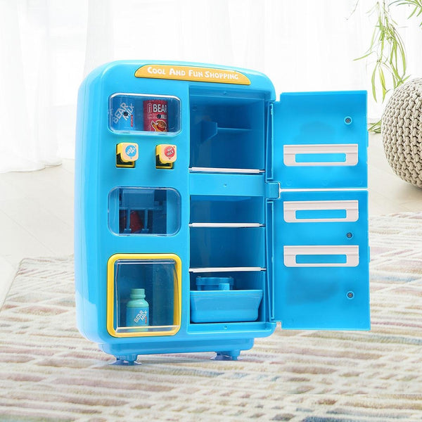 Kids Play Set 2 IN 1 Refrigerator Vending Machine Kitchen Pretend Play Toys Blue Deals499