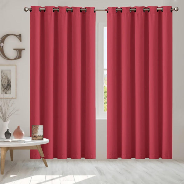 2x Blockout Curtains Panels 3 Layers Eyelet Room Darkening 180x230cm Burgundy Deals499