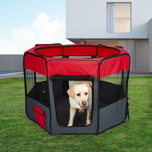 8 Panel Pet Playpen Dog Puppy Play Exercise Enclosure Fence Grey L Deals499