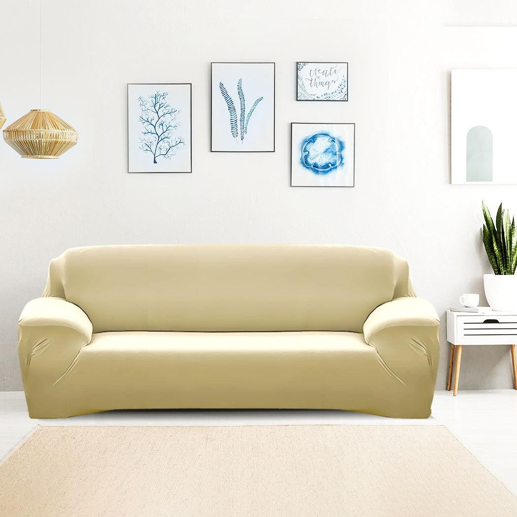 Easy Fit Stretch Couch Sofa Slipcovers Protectors Covers 3 Seater Cream Deals499