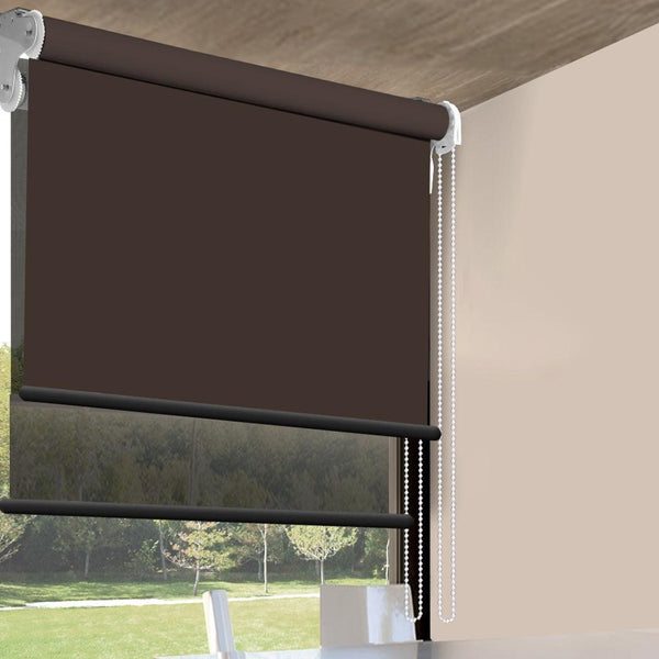 Modern Day/Night Double Roller Blinds Commercial Quality 60x210cm Coffee Black Deals499