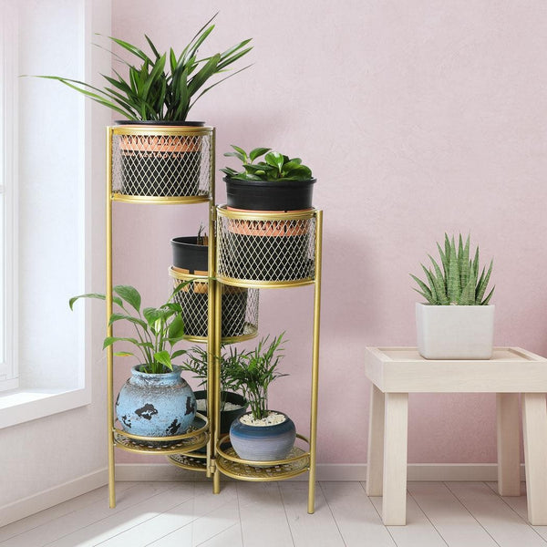 6 Tier Plant Stand Swivel Outdoor Indoor Metal Stands Flower Shelf Gold Garden Deals499