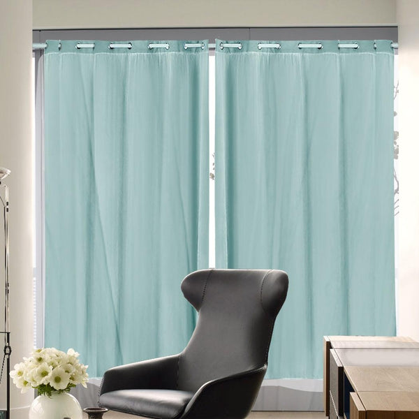 2x Blockout Curtains Panels 3 Layers with Gauze Room Darkening 180x213cm Aqua Deals499