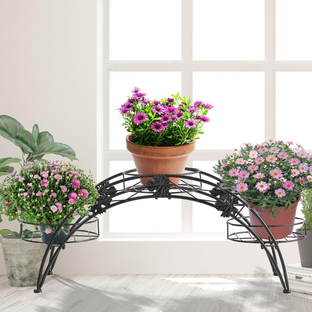 2X Plant Stand Outdoor Indoor Metal Black Flower Pot Shelf Garden Corner Shelves Deals499