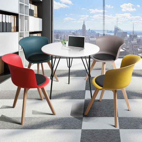 Office Meeting Table Chair Set 4 PU Leather Seat Dining Tables Chair Round Desk Type 3 Deals499