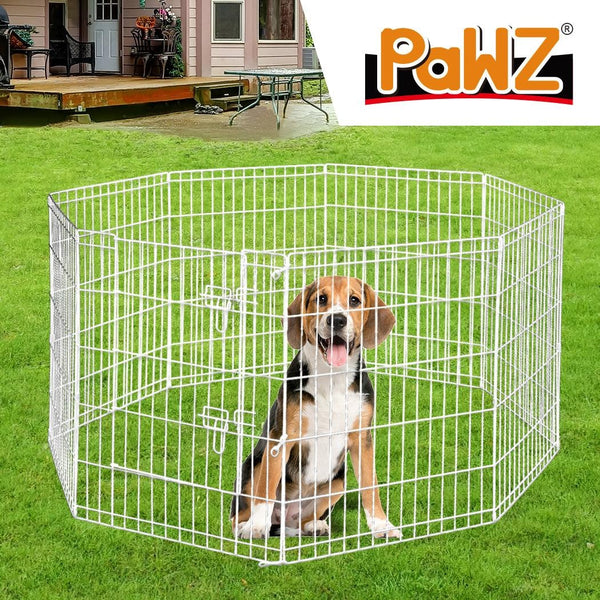 PaWz Pet Dog Playpen Puppy Exercise 8 Panel Enclosure Fence Silver With Door 36" Deals499