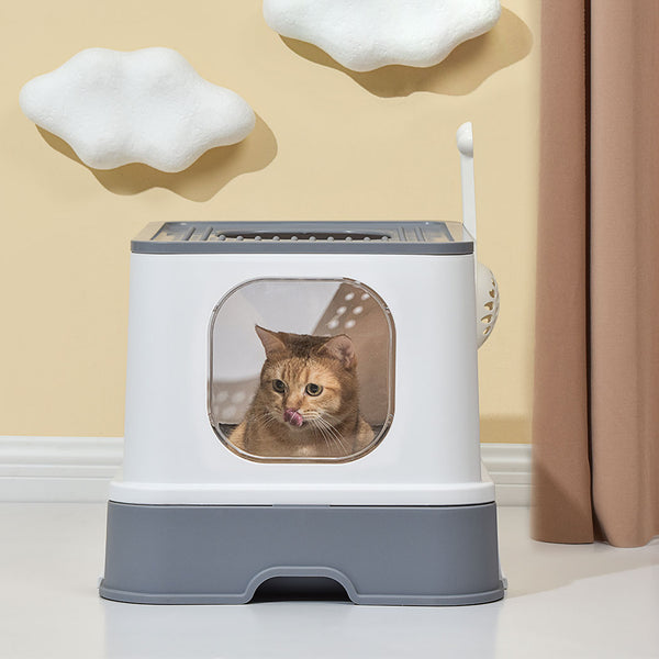 Cat Litter Box Fully Enclosed Kitty Toilet Trapping Sifting Odor Control Basin Deals499