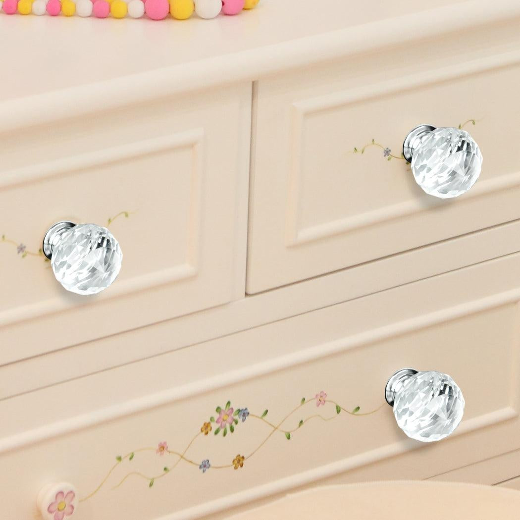 40mm 10Pack Clear Crystal Glass Door Pull Knobs Knob Drawer Handle Cabinet +Screw Deals499