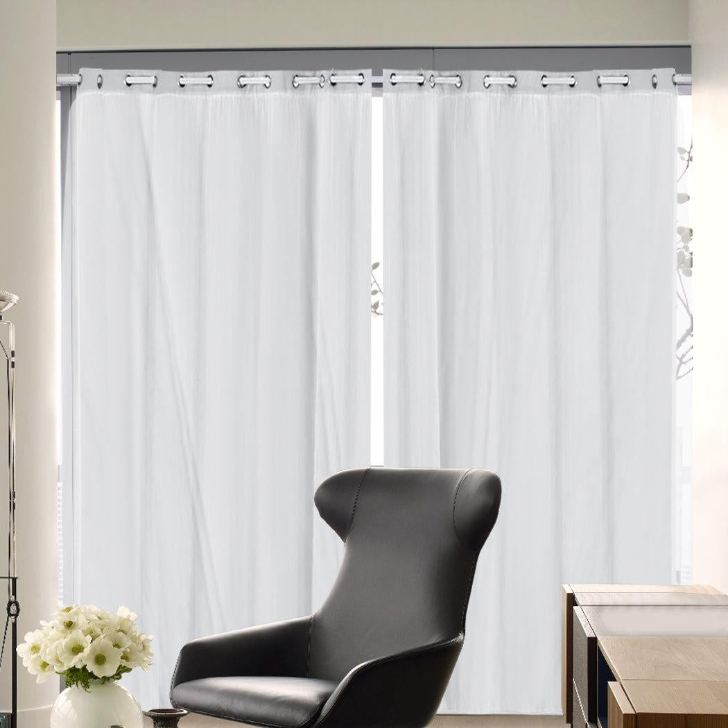 2x Blockout Curtains Panels 3 Layers with Gauze Room Darkening 240x230cm Grey Deals499