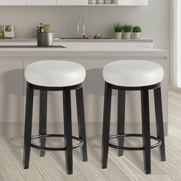 2x Levede 75cm Swivel Bar Stool Kitchen Stool Wood Barstools Dining Chair Cream Deals499