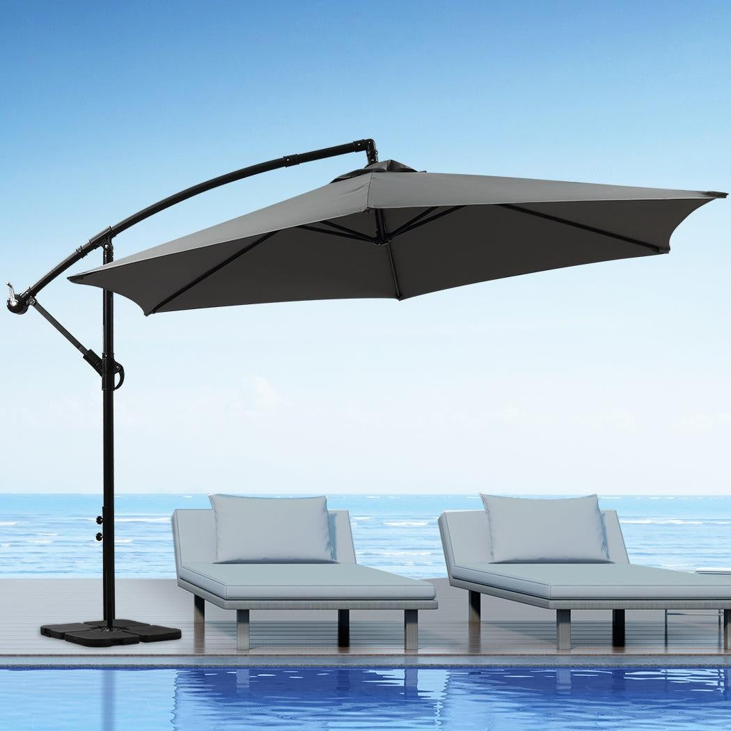 3M Outdoor Umbrella Cantilever Base Stand Cover Garden Patio Beach Umbrellas Deals499